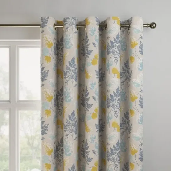 Made to Measure Curtains Leaf Pattern - Indigo