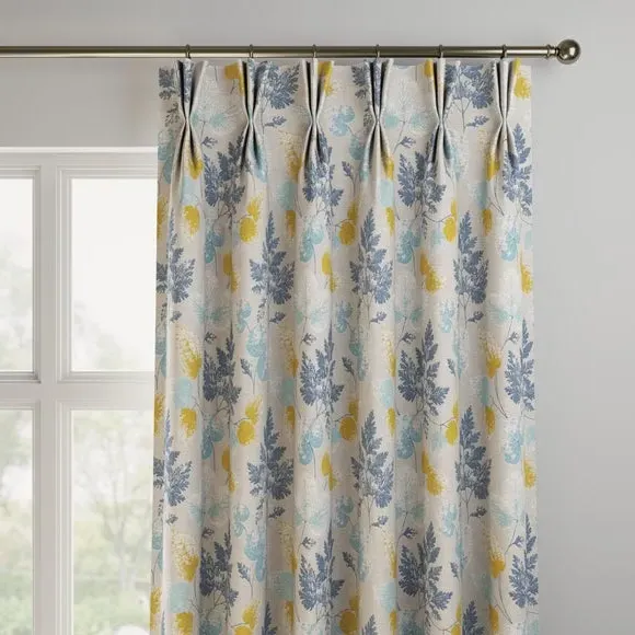 Made to Measure Curtains Leaf Pattern - Indigo