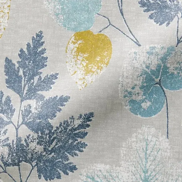 Made to Measure Curtains Leaf Pattern - Indigo