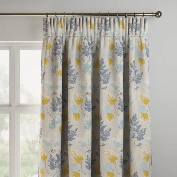 Made to Measure Curtains Leaf Pattern - Indigo