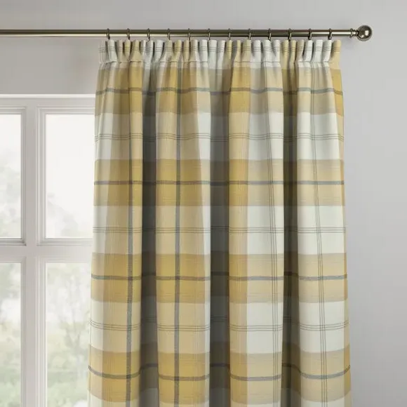 Made to Measure Curtains - Ochre, Check Pattern