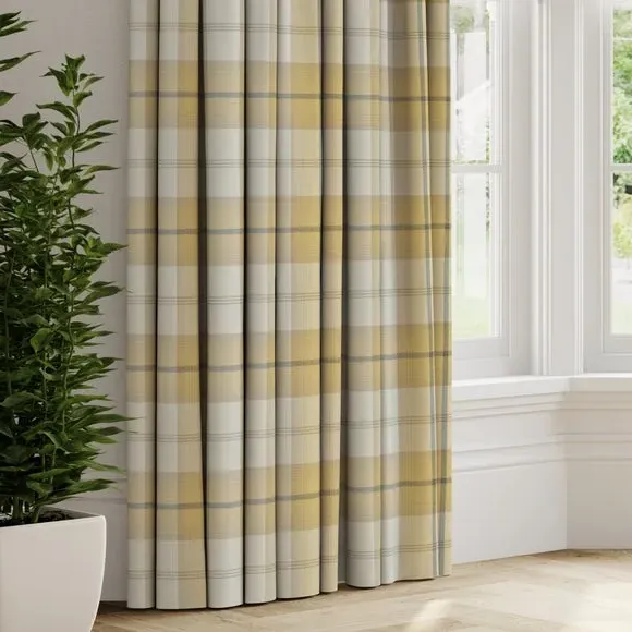 Made to Measure Curtains - Ochre, Check Pattern