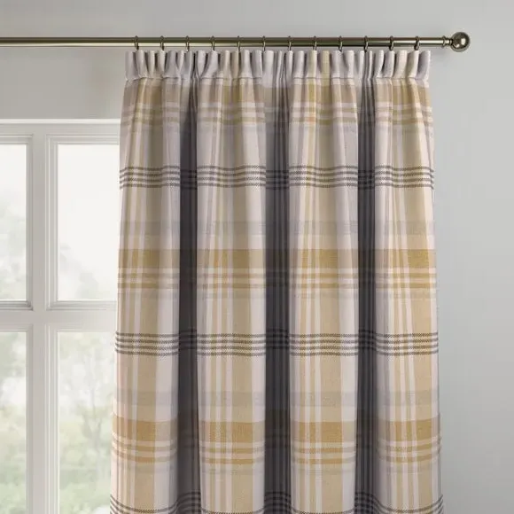 Made to Measure Curtains - Ochre, Check Pattern