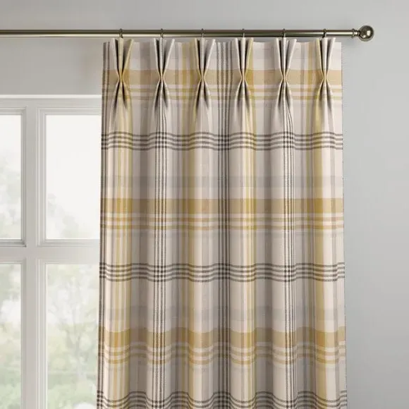Made to Measure Curtains - Ochre, Check Pattern
