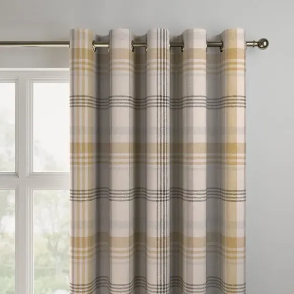 Made to Measure Curtains - Ochre, Check Pattern
