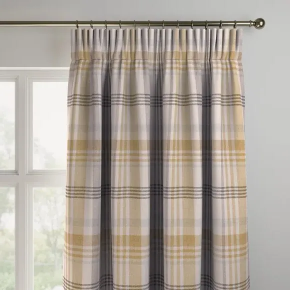 Made to Measure Curtains - Ochre, Check Pattern