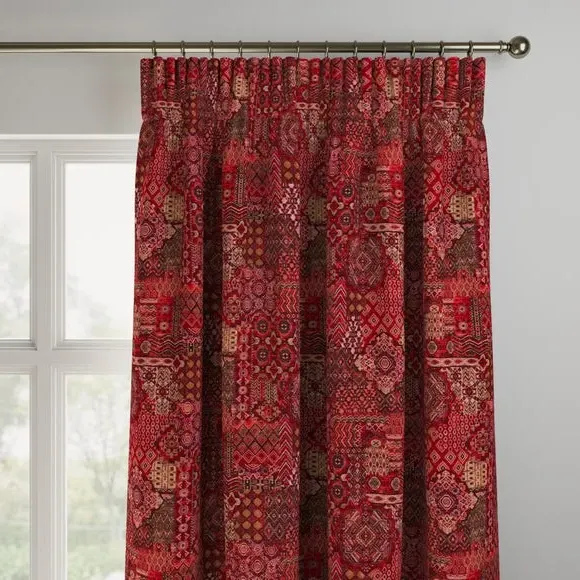 Made to Measure Curtains Patchwork - Rosso, Polyester