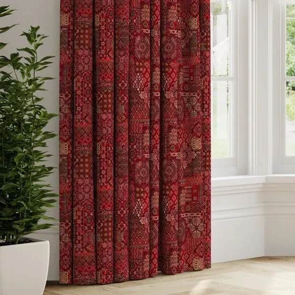 Made to Measure Curtains Patchwork - Rosso, Polyester