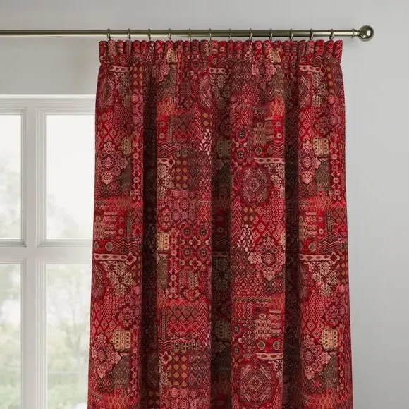 Made to Measure Curtains Patchwork - Rosso, Polyester