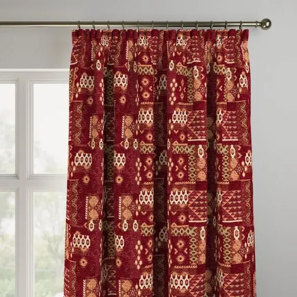 Made to Measure Curtains - Red, Chenille