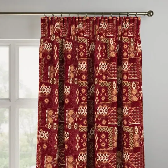 Made to Measure Curtains - Red, Chenille