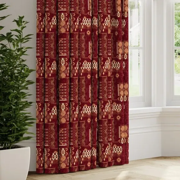 Made to Measure Curtains - Red, Chenille