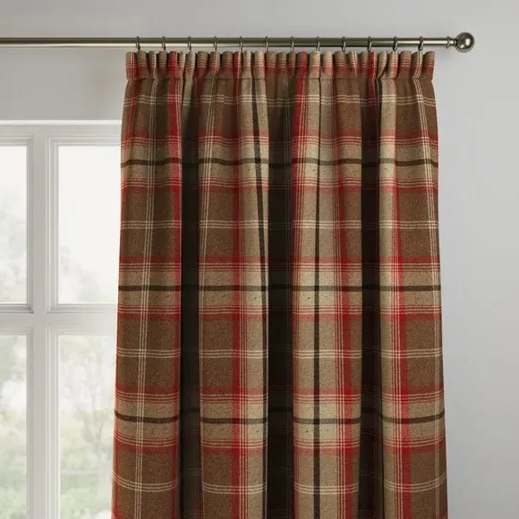 Made to Measure Curtains - Rosso, Check Pattern