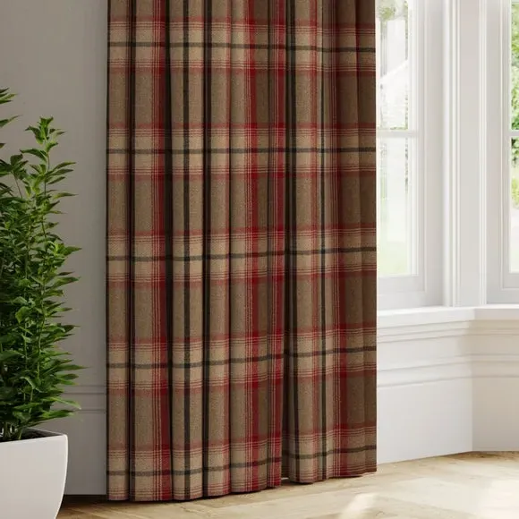 Made to Measure Curtains - Rosso, Check Pattern