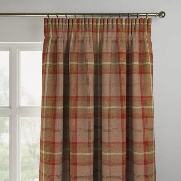 Made to Measure Curtains - Rust, Check Pattern