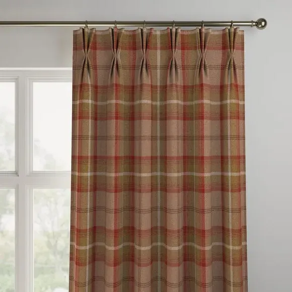 Made to Measure Curtains - Rust, Check Pattern