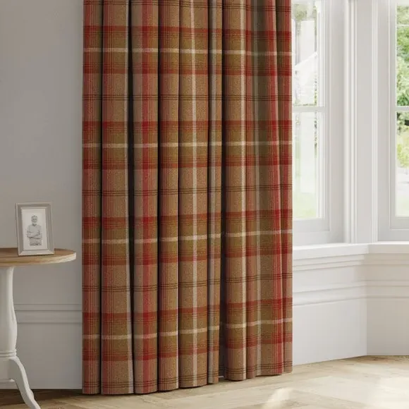 Made to Measure Curtains - Rust, Check Pattern