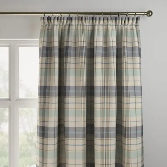 Made to Measure Curtains - Seafoam, Check Pattern