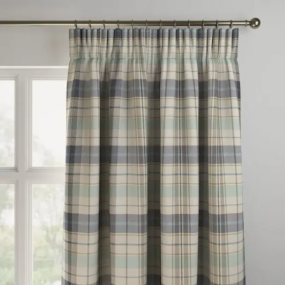 Made to Measure Curtains - Seafoam, Check Pattern