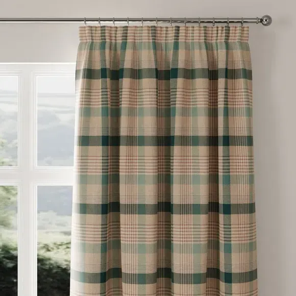 Made to Measure Curtains - Teal, Checked