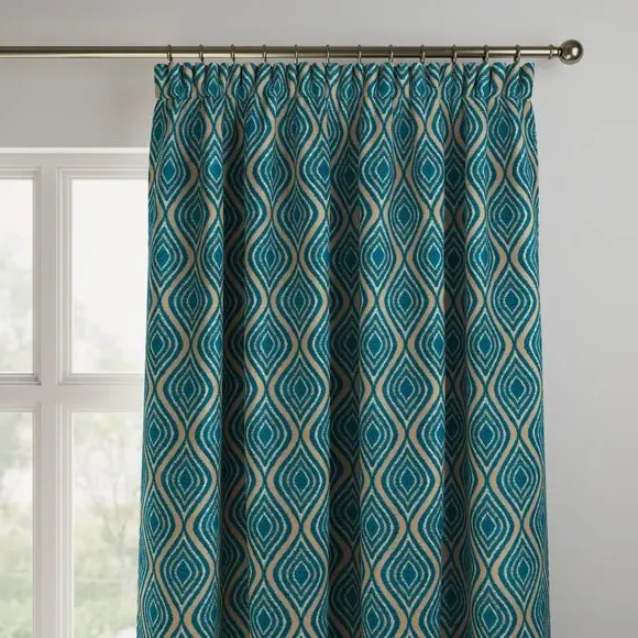 Made to Measure Curtains - Teal, Patterned
