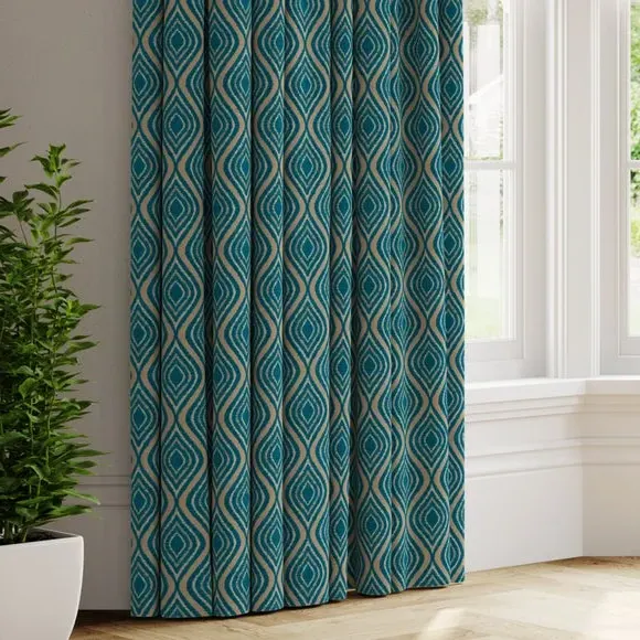Made to Measure Curtains - Teal, Patterned image