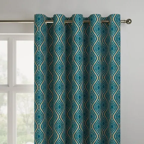 Made to Measure Curtains - Teal, Patterned