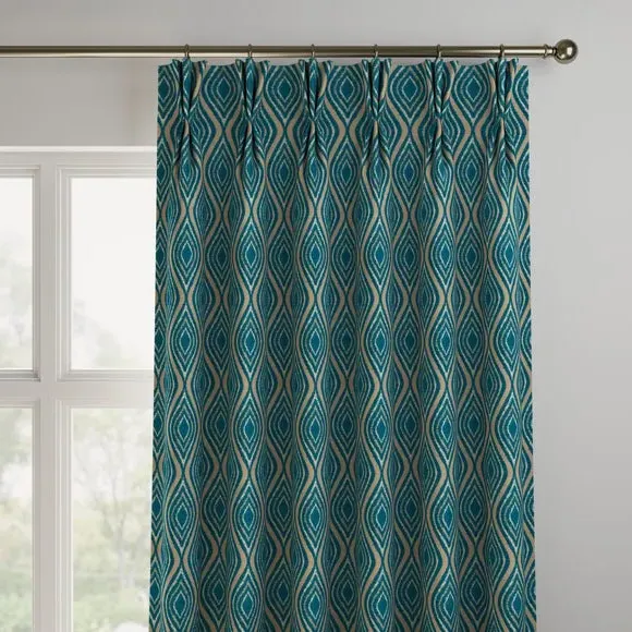 Made to Measure Curtains - Teal, Patterned