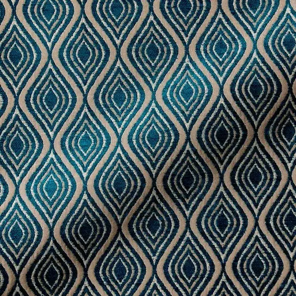 Made to Measure Curtains - Teal, Patterned