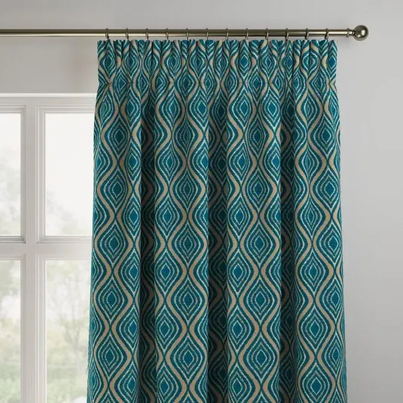 Made to Measure Curtains - Teal, Patterned
