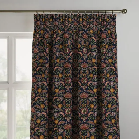 Made to Measure Curtains with Embroidery - Navy