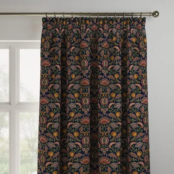 Made to Measure Curtains with Embroidery - Navy