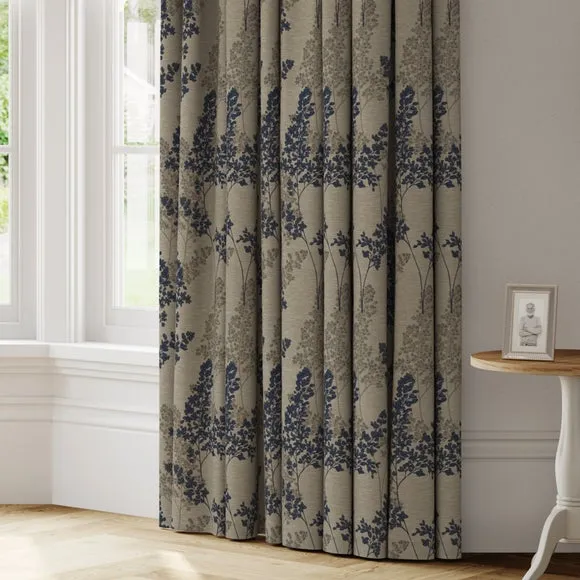 Made to Measure Curtains with Floral Design - Navy image