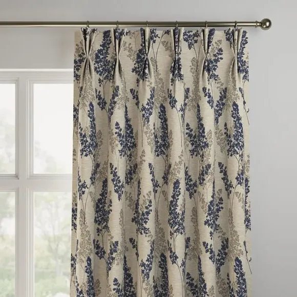 Made to Measure Curtains with Floral Design - Navy