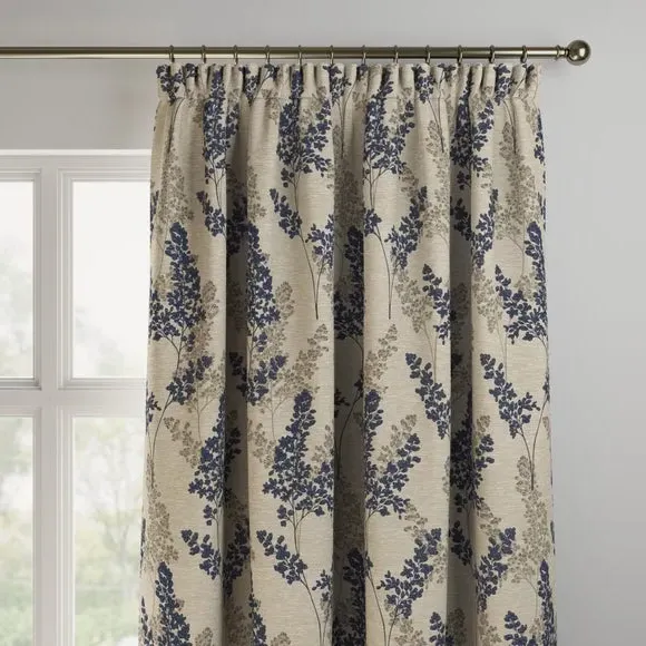 Made to Measure Curtains with Floral Design - Navy