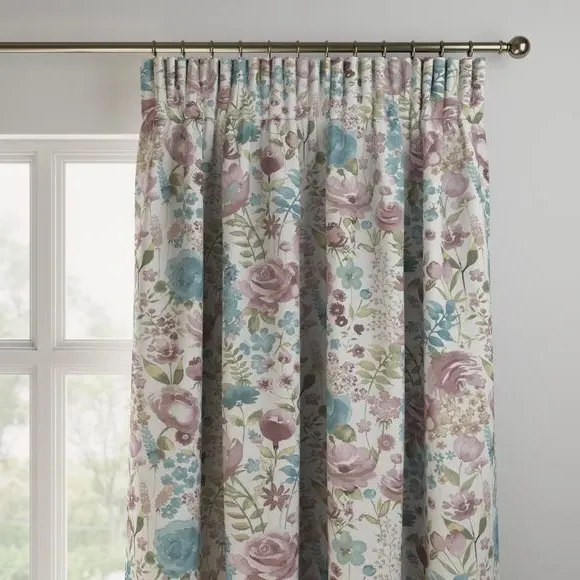 Made to Measure Curtains with Floral Design - Teal