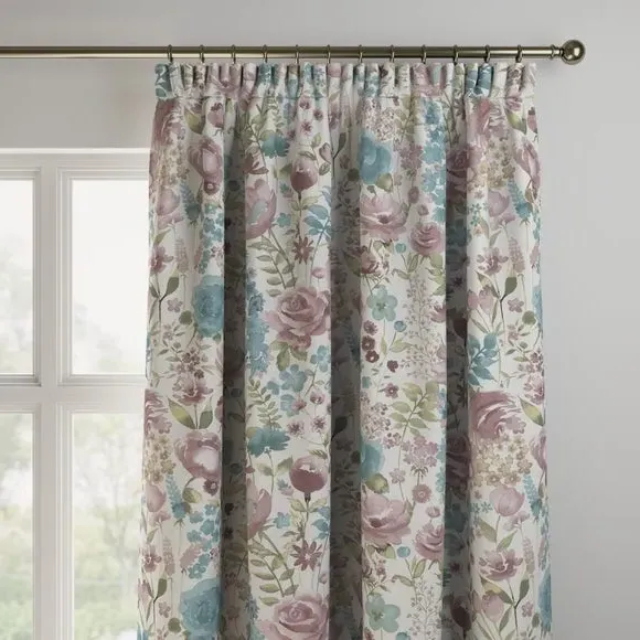 Made to Measure Curtains with Floral Design - Teal