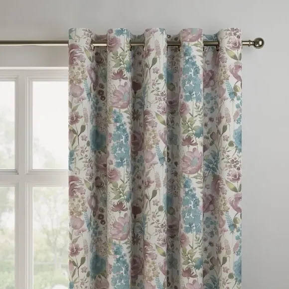 Made to Measure Curtains with Floral Design - Teal