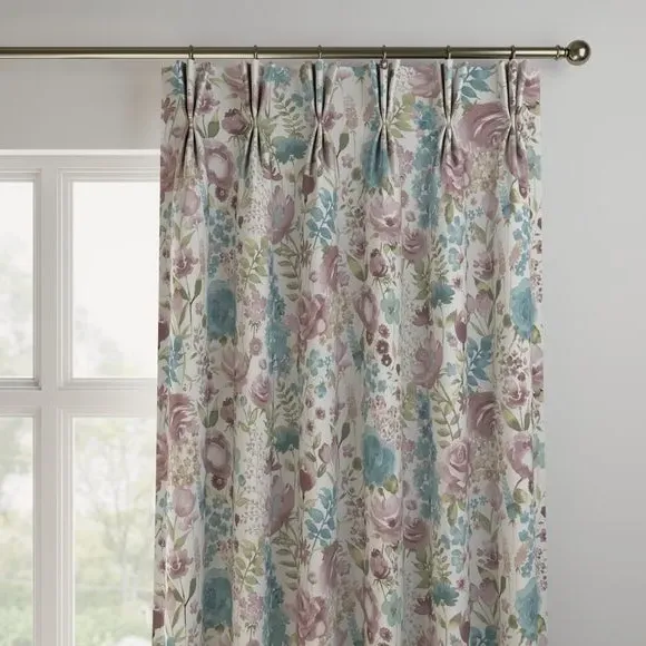 Made to Measure Curtains with Floral Design - Teal