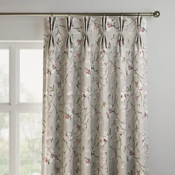 Made to Measure Curtains with Floral Print - Grey