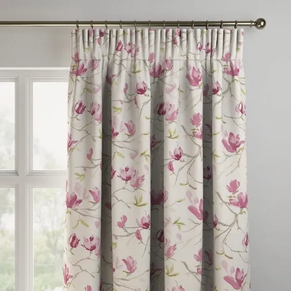Made to Measure Curtains with Floral Print - Pink