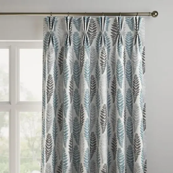 Made to Measure Curtains with Leaf Design - Duck Egg
