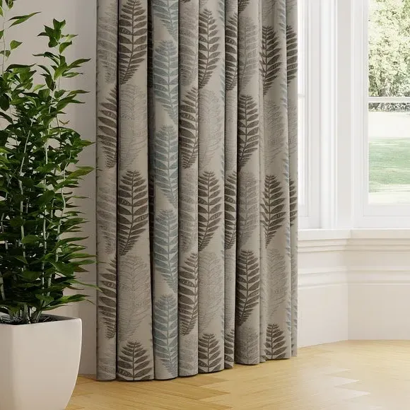Made to Measure Curtains with Leaf Design - Duck Egg image