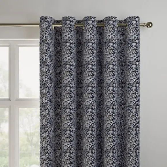 Made to Measure Curtains with Leaf Design - Indigo