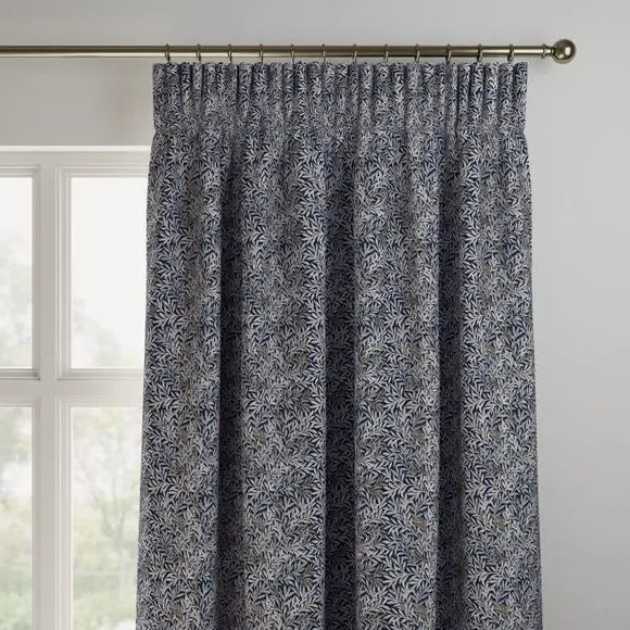 Made to Measure Curtains with Leaf Design - Indigo
