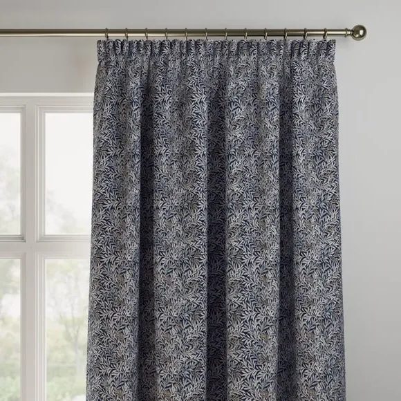 Made to Measure Curtains with Leaf Design - Indigo
