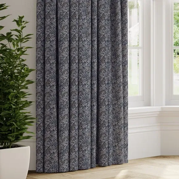 Made to Measure Curtains with Leaf Design - Indigo