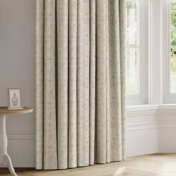 Made to Measure Curtains with Leaf Design - Natural