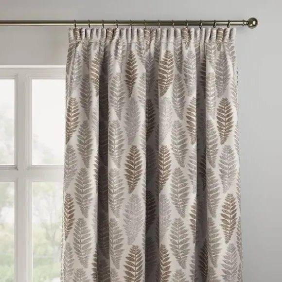 Made to Measure Curtains with Leaf Design - Natural