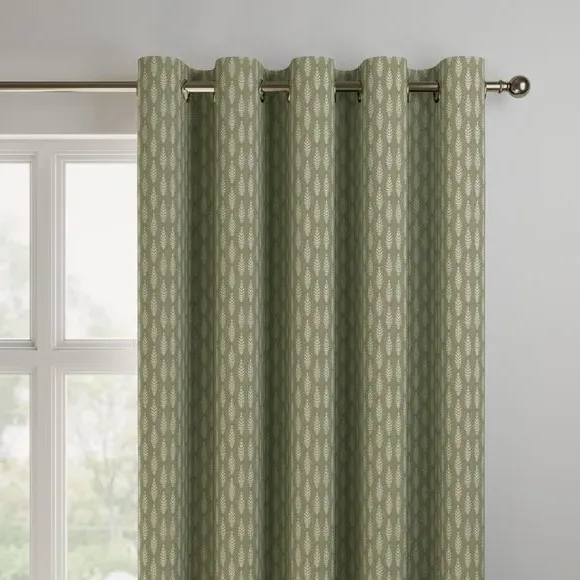 Made to Measure Curtains with Leaf Pattern - Moss
